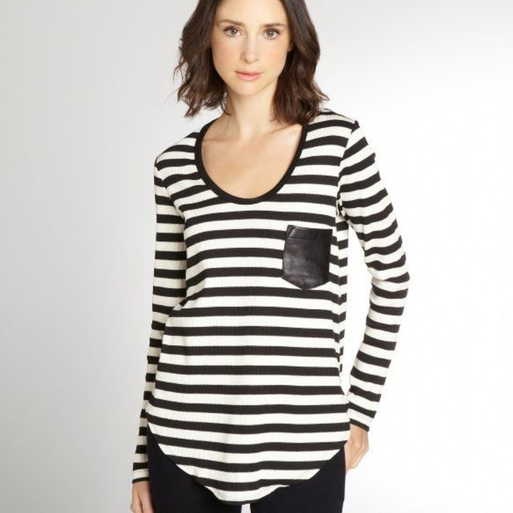 WYATT Collection Leather Pocket Tee | XS - Picture 3 of 8